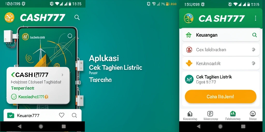 Tampilan antarmuka aplikasi CASH777 untuk cek tagihan listrik.