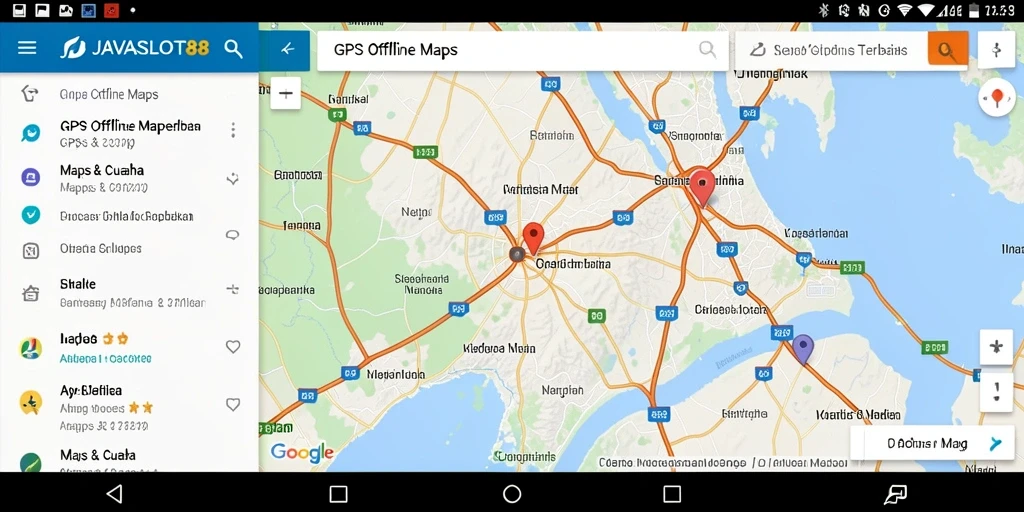 Antarmuka aplikasi JAVASLOT88 menampilkan peta GPS yang akurat dan detail.