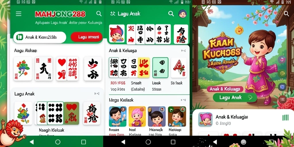 Tampilan antarmuka <strong>MAHJONG288</strong> dengan berbagai lagu anak yang menarik.